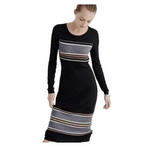 Abercrombie & Fitch Y2K Ribbed Bodycon Sweater Dress M Striped Preppy Academia